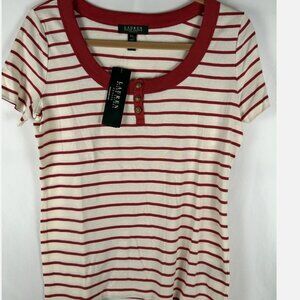 NWT Vtg Lauren Ralph Lauren Striped Nautical Shirt Petite Large PL 90s Y2K